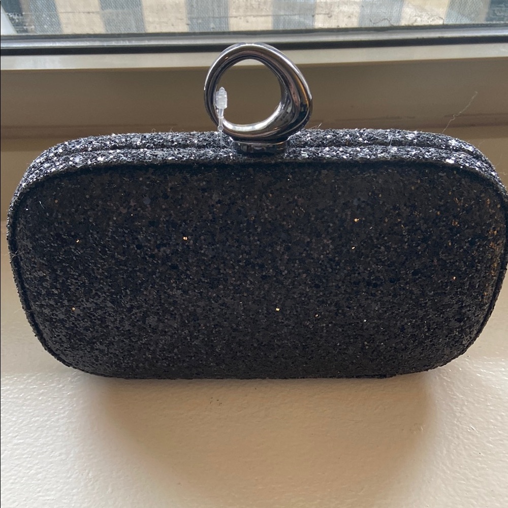 Elegant Halston Heritage Black Glitter Clutch